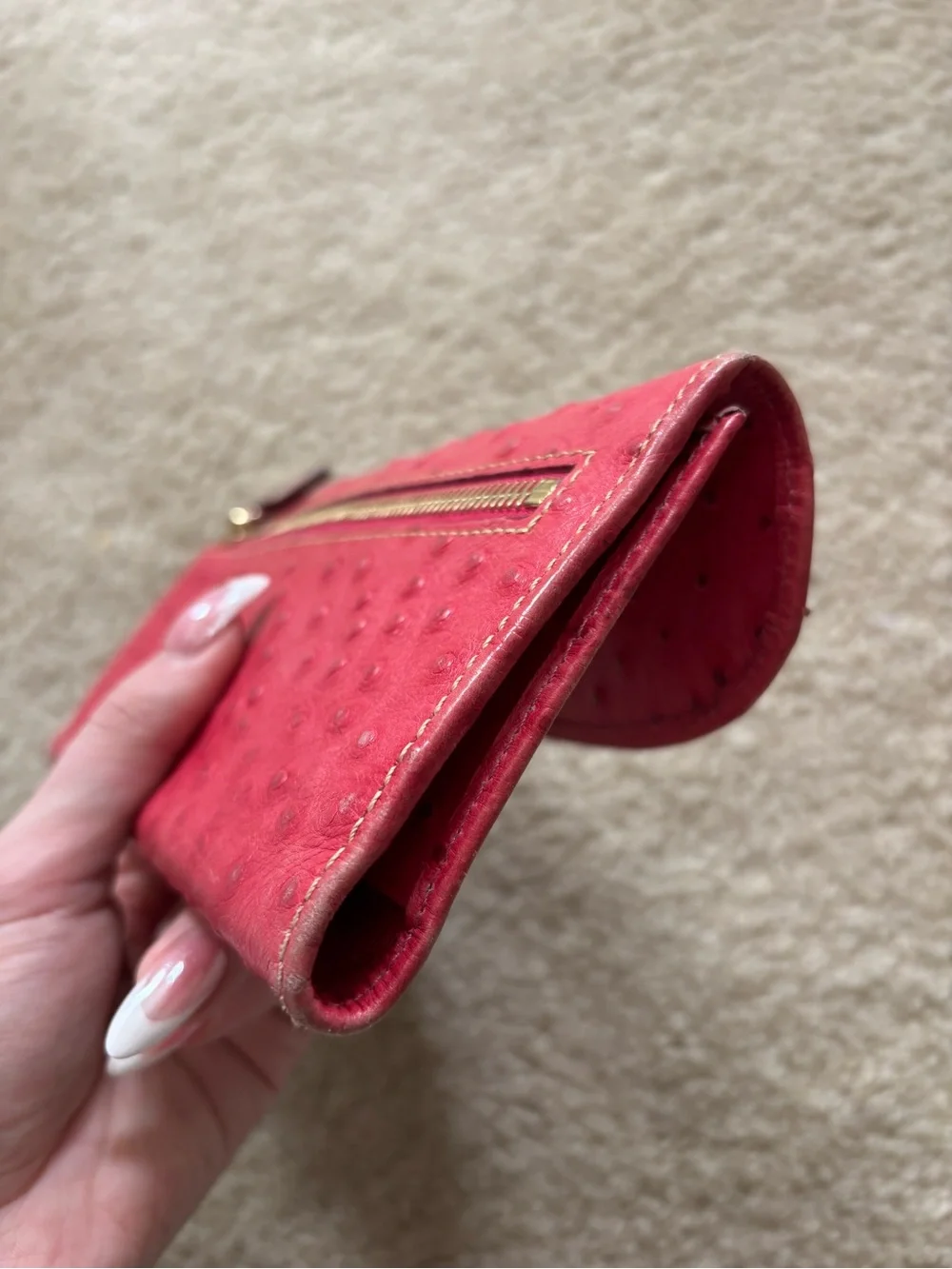 Dooney & Bourke Pink Ostrich-Embossed Leather Wallet
